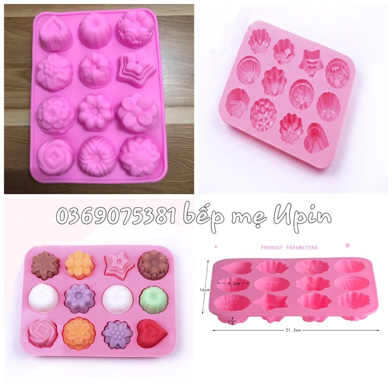 Khuôn thạch 12 hình hoa tim làm thạch rau câu
