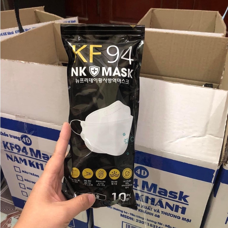 Túi 10 chiếc khẩu trang 4 lớp kháng khuẩn chống bụi KF94 AK FACE MASK - Hàng Việt Nam Xuất Khẩu