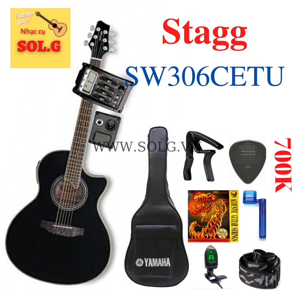 Guitar Acoustic Stagg SW306CETU-BK Có EQ + phụ kiện - Nhập khẩu Bỉ - Phân phối Sol.G