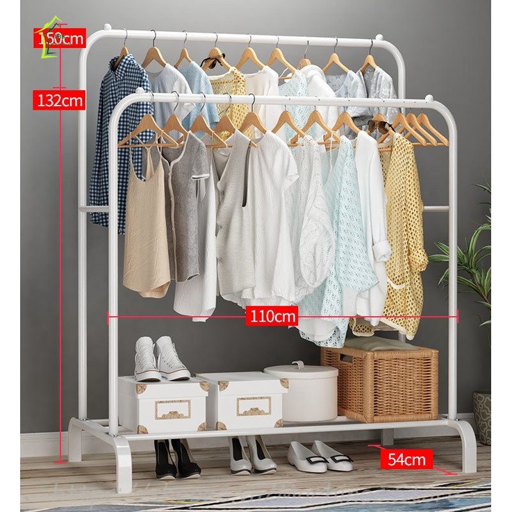 [ XU HƯỚNG ] Giá Treo Quần Áo 2 Khung Chất Liệu Thép Sơn Tĩnh Điện Cao Cấp