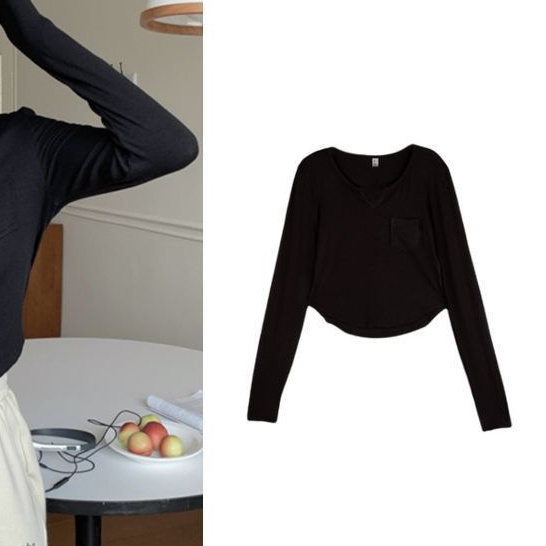 Jiashucheng Áo Thun Nữ Tay Dài Cổ Chữ V Thời Trang Quyến Rũ