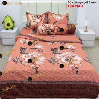 Trà nâu - bộ 5 món chăn ga gối cotton poly
