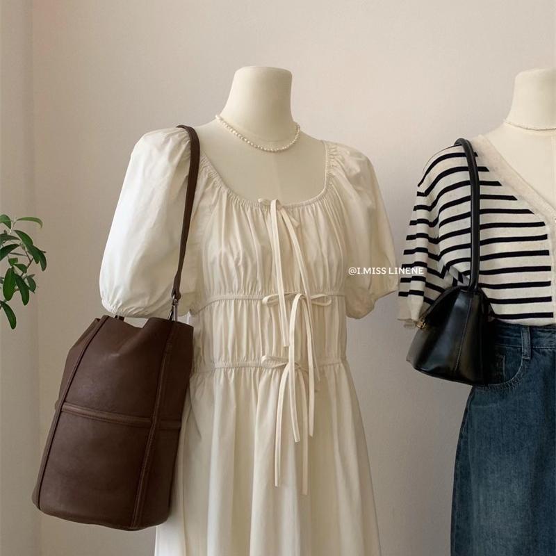Đầm Ngắn Tay Thắt Dây Thời Trang Mùa Hè Mới 2022 Dành Cho Nữ