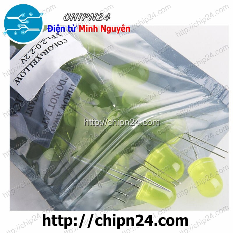 [5 CON] (TK1) Led 10mm Vỏ Đục ra VÀNG