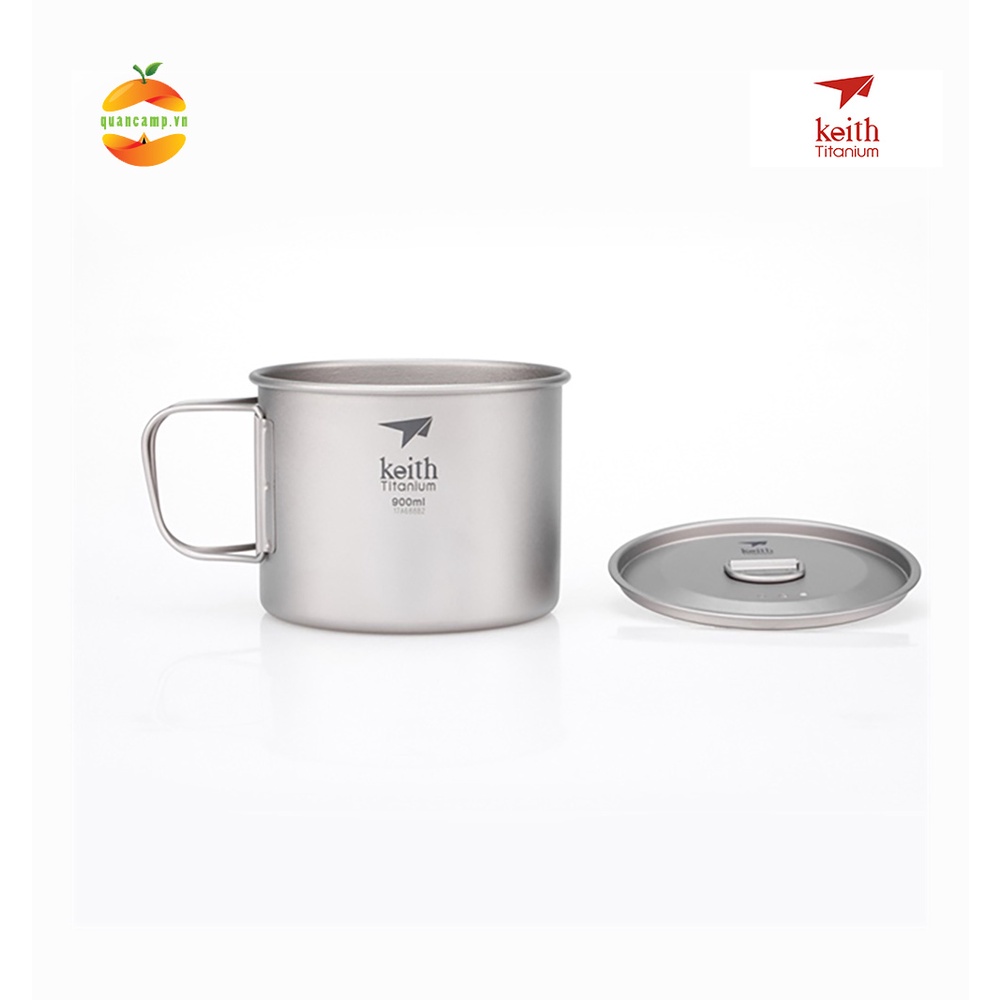 Cốc Titanium Keith Ti3209 có tay cầm và nắp - 900ml