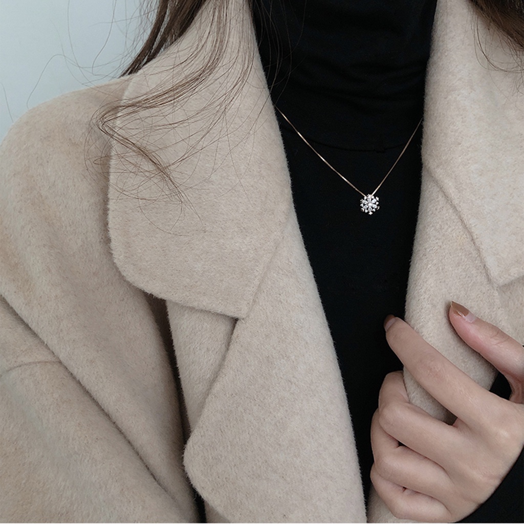 Vòng cổ mặt bông tuyết đính đá Zircon đơn giản nhiều màu thời trang thanh lịch dành cho nữ