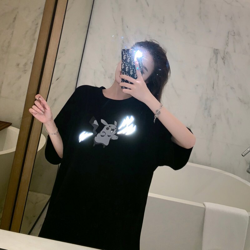 Áo thun Phản Quang Tay Lỡ Unisex Nam Nữ Pikachu 2