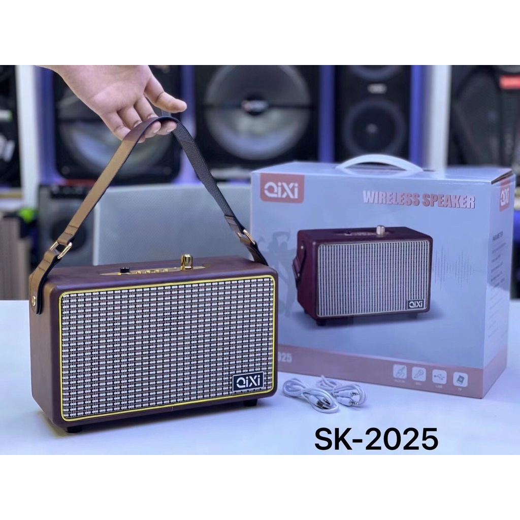 Loa Bluetooth Qixi SK-2025 Âm Thanh Siêu Đỉnh Tích Hợp Cổng Micro 6.5 Karaoke Micro Không Dây(míc mua thêm)