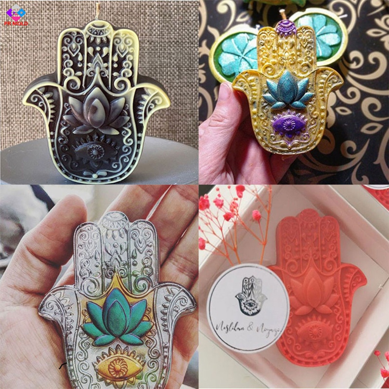 Khuôn Silicone Làm Xà Phòng / Nến Hình Bàn Tay Hamsa / Hoa Sen Độc Đáo