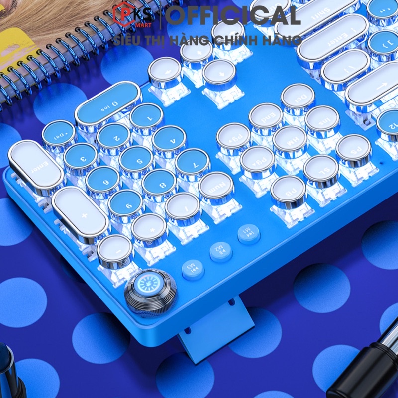 COMBO Bàn Phím Chuột Cơ Chơi Game Làm Việc Máy Tính Laptop YINOIAO ZK4PRO G15 LED 12 Chế Độ Mix Màu Xanh Trắng Rất Đẹp