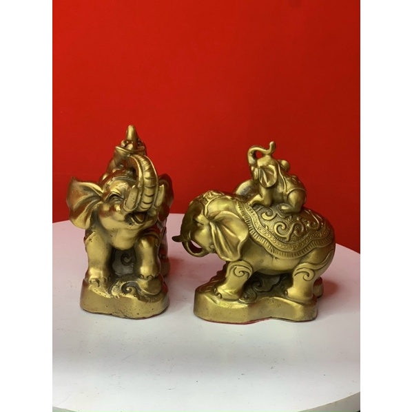 Cặp đôi Voi Cõng Con Hồ lô Phong Thuỷ May mắn Thành Công Vượng Con Cái