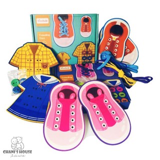 [GIÁ SỐC] Đồ Chơi Buộc Dây Giày Và Khâu Cúc Bằng Gỗ Cho Bé