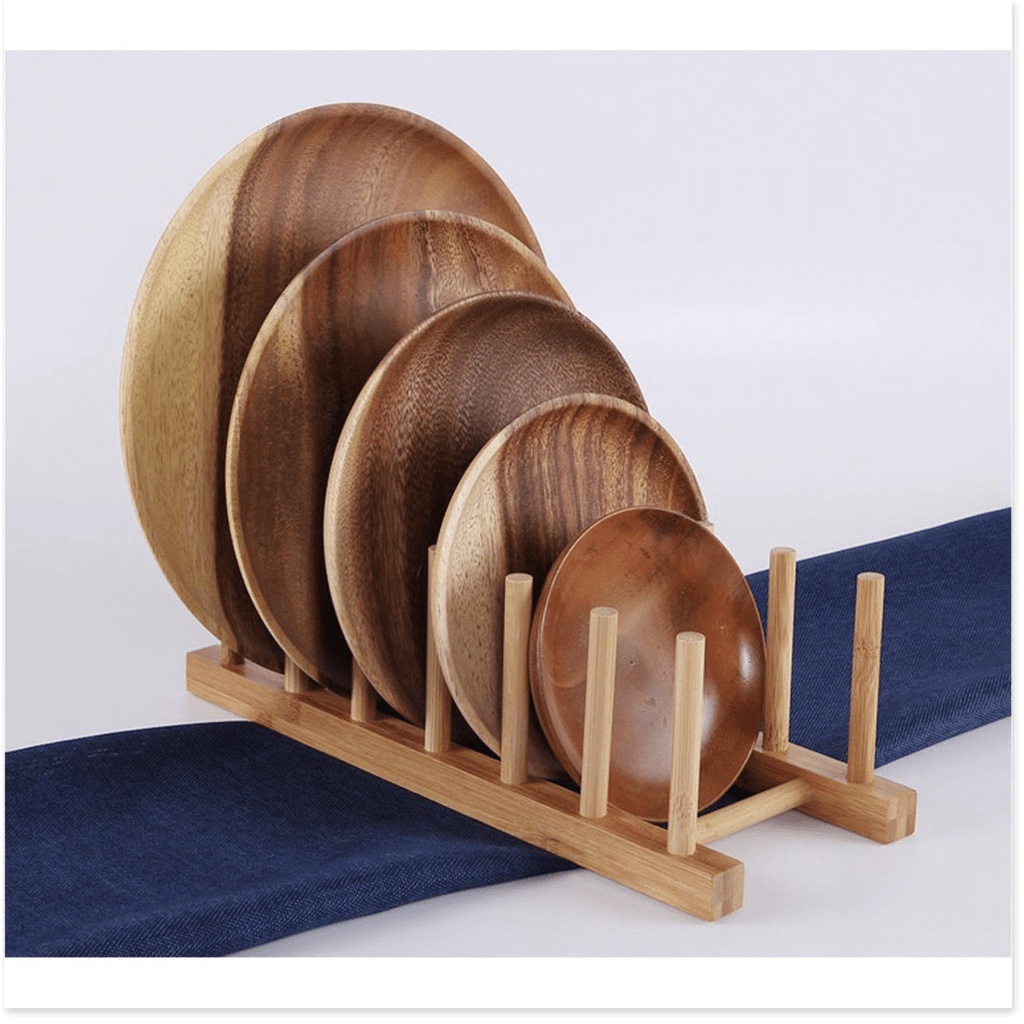 hàng new-  Set 2 giá đỡ dĩa ăn nhà bếp gỗ 6Slot+3Slot Japan Kitchen Rack