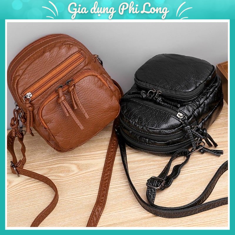 Túi Đeo Chéo Da Nữ Đựng Đồ Cá Nhân Điện Thoại Phụ Kiện Tiện Dụng