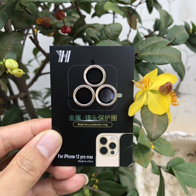 Bộ 3 mắt dán bảo vệ Camera iPhone 14 pro max,13 pro max,13,13 pro,13 mini,12, 12 Pro, 12 Pro Max kính + vành nhôm