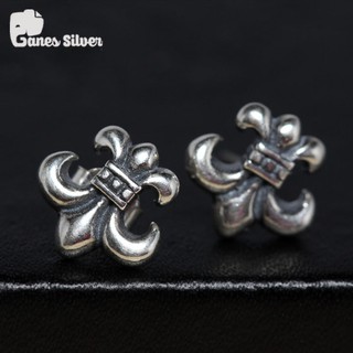 Bông Tai Nam Chrome Heart Hoa Iris Chất Liệu Bạc Thái - Ganes Silver