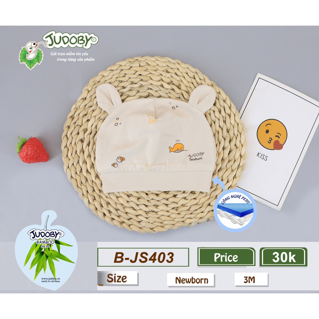 [FREESHIP] Mũ bo mỏng bamboo sợi tre Judoby cho bé/trẻ sơ sinh Dokma (từ 0-3 tháng tuổi) JS403