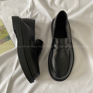 Giày Loafer Pong Shoes phong cách Ulzzangs màu đen, be, nâu FULL HỘP 1304