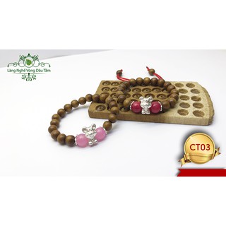 Vòng dâu tằm kết hợp con giáp và đá mệnh dành cho bé mã số CT03