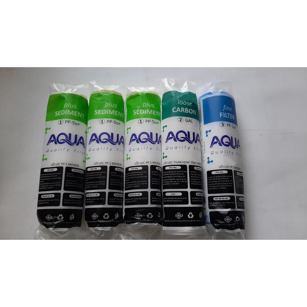 COMBO 5 LÕI LỌC AQUA CAO CẤP ,GỒM 3 SỐ 1,1 SỐ 2 , 1 SỐ 3  DÙNG CHO 9 THÁNG