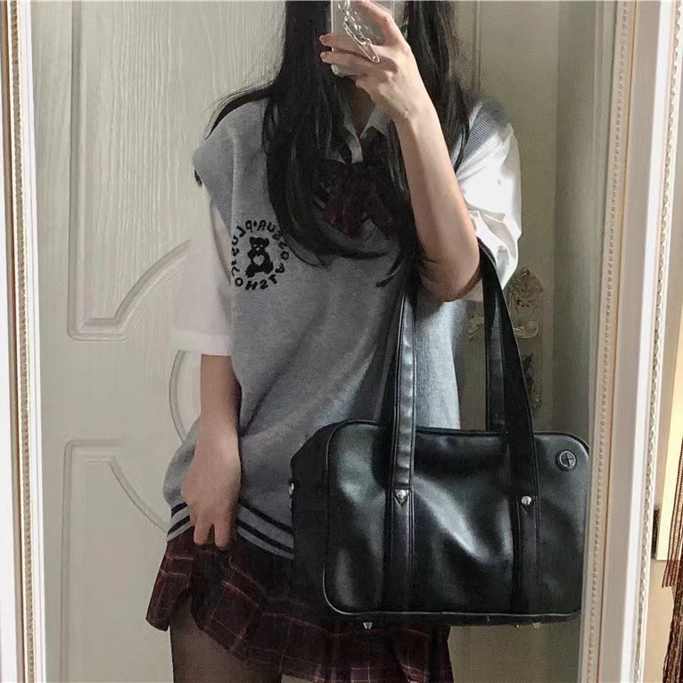 Set Áo Len Không Tay Cổ Chữ V Dáng Rộng + Áo Khoác Ngoài Thời Trang Mùa Thu Theo Phong Cách Hàn