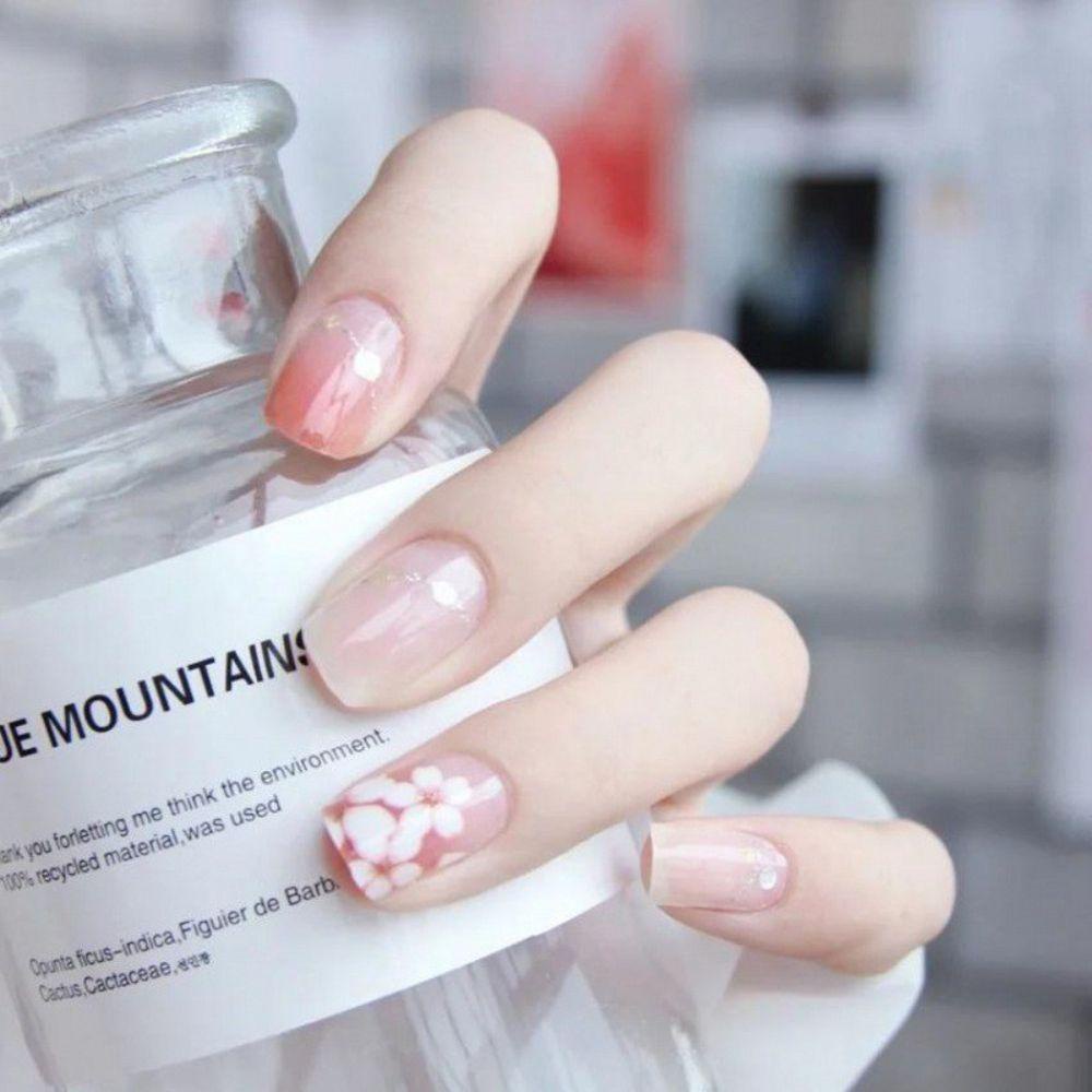 Miếng Dán Trang Trí Móng Tay Bằng Kính Họa Tiết Hoa Anh Đào Xinh Xắn DIY