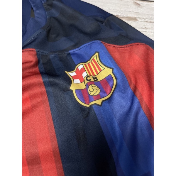 Set Bộ quần áo thể thao bóng đá nam nữ clb barca áo kẻ sọc quần đen