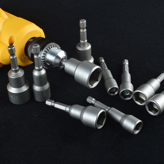 Bộ khẩu vặn ốc lục giác 10 cây từ 6 - 15mm, thép công nghiệp Crv kết hợp máy văn ốc tay cẩm 1/4 bền đẹp.