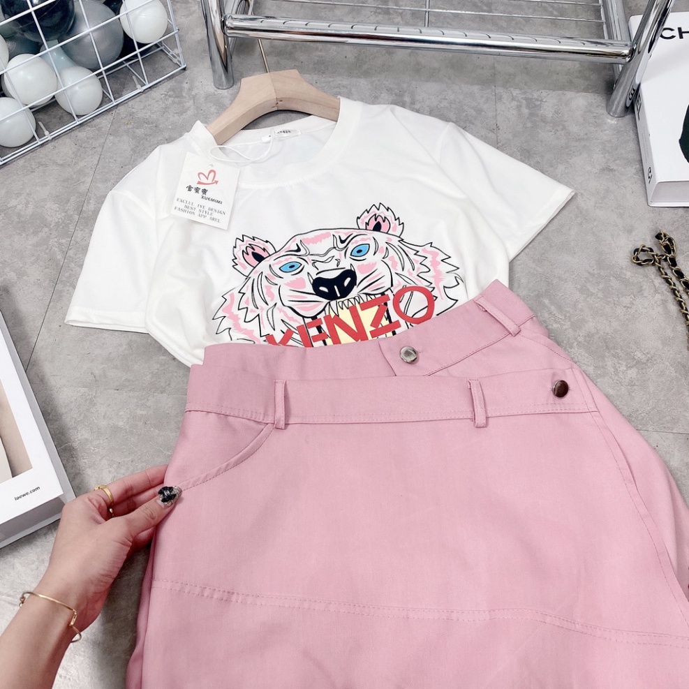 Set chân váy thêu hổ 7 màu hồng năng động cá tính LT160 0222