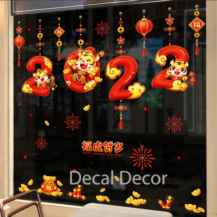 Decal Trang Trí Tết 2022 Dán Tĩnh Điện Nhiều Mẫu Đa Dạng Dán Kính | BigBuy360 - bigbuy360.vn