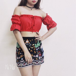 ÁO CROPTOP CÚP NGỰC TRỄ VAI ĐI BIỂN MÀU ĐỎ (HÌNH THẬT)
