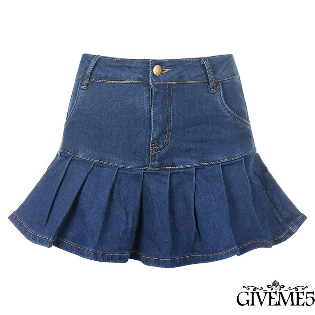 Váy Jean Màu Trơn Thời Trang Cho Nữ