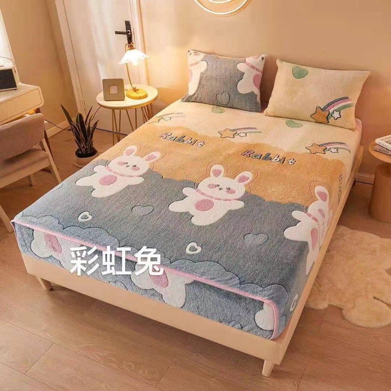 SÉT 3 MÓN GA GỐI NỈ NHUNG TUYẾT SỮA NHÂPH KHẨU ĐỦ SIZE(tặng kèm 2 vỏ gối)