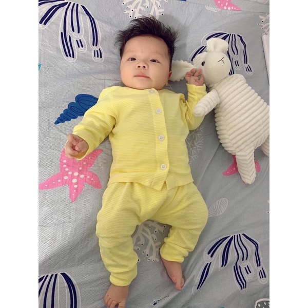 Bộ quần áo sơ sinh cotton kèm nón bao tay bao chân