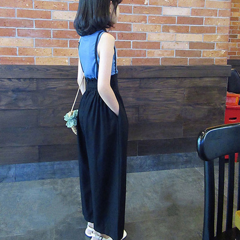 Set áo liền quần BEAR LEADER từ lụa lạnh lưng cao ống rộng dễ thương thời trang mùa hè cho bé gái