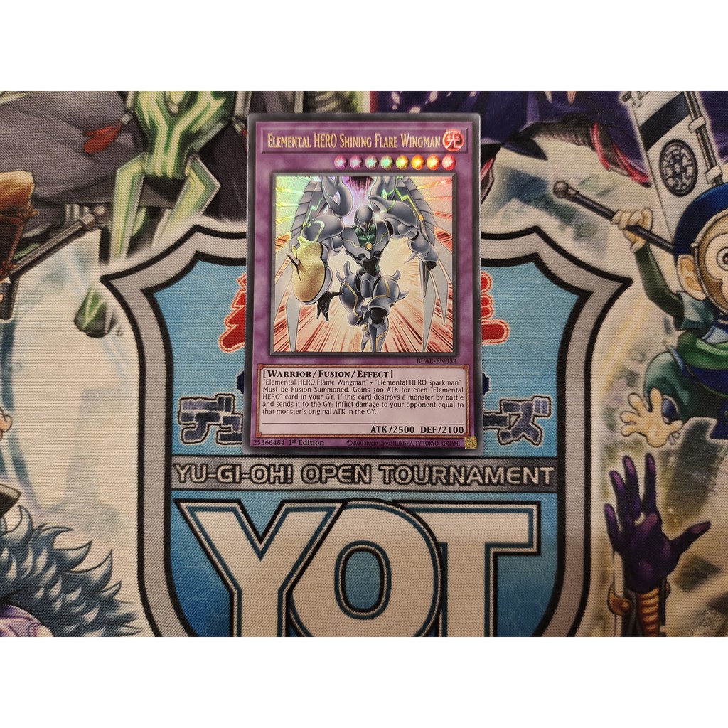 Thẻ bài Yugioh chính hãng Elemental HERO Shining Flare Wingman - BLAR-EN054 - Ultra Rare 1st Edition