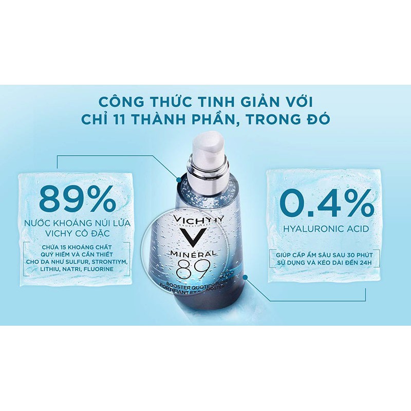 Bộ sản phẩm Dưỡng Chất (Serum) Giàu Khoáng Chất Vichy Mineral 89 30ml Giúp Da Sáng Mịn Và Căng Mượt