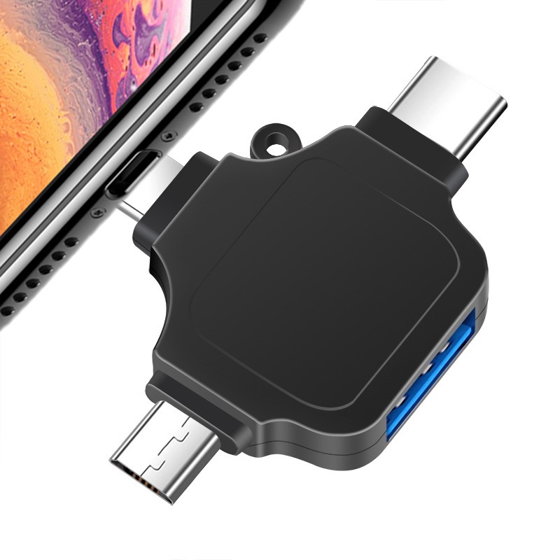 Bộ chuyển đổi 3 trong 1 USB OTG Cổng Lightning Type-C / Micro USB 3.0 cho iPhone Android Đầu nối máy tính mở rộng Đầu chuyển đổi đầu đọc thẻ