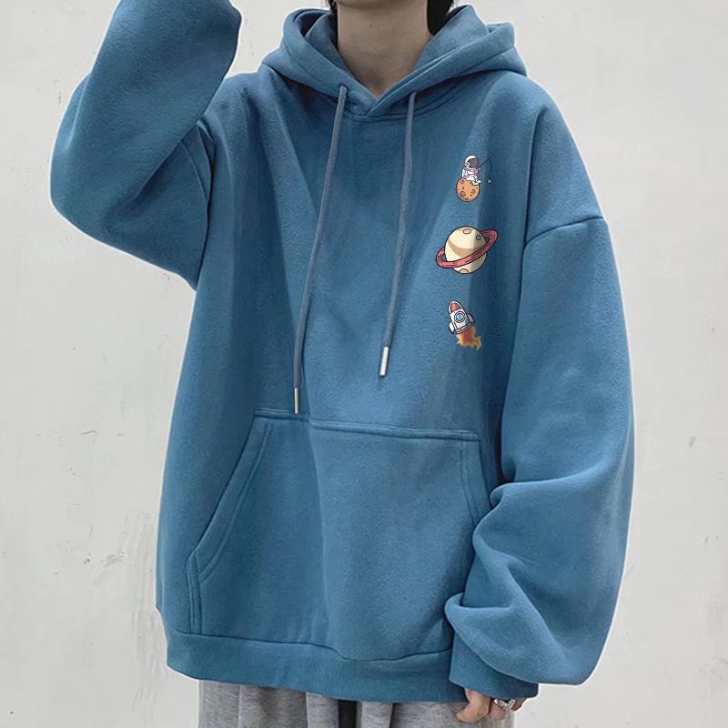 Áo hoodie Mùa Đông Dáng Suông Có Túi Tay Dài In Họa Tiết Phi Hành Gia Thời Trang Thoải Mái Size M-8XL Phong Cách Hàn Quốc Cho Nam