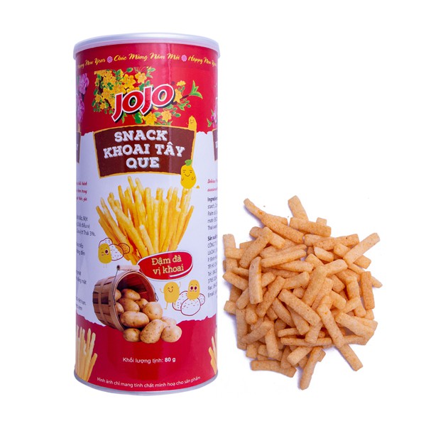 BÁNH SNACK JOJO KHOAI TÂY QUE LON 80G 10LON