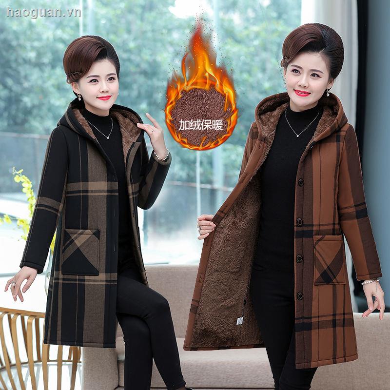Áo Khoác Có Đệm Lót Nhung Dày Giữ Ấm Mùa Đông Cho Phụ Nữ Trung Niên