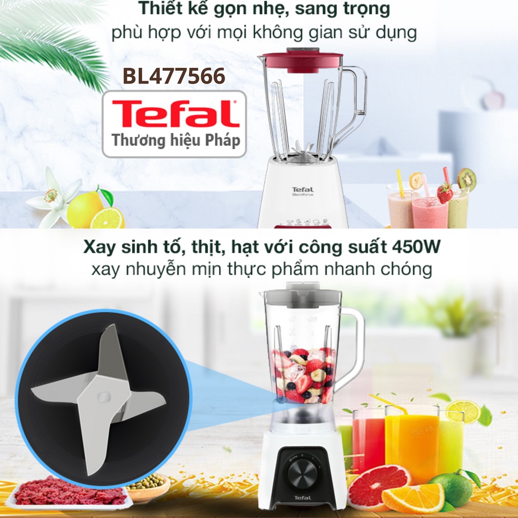 Máy xay sinh tố Tefal 2 tốc độ xay linh hoạt, Máy ép trái cây hoa quả đa năng cho gia đình - HAPOS
