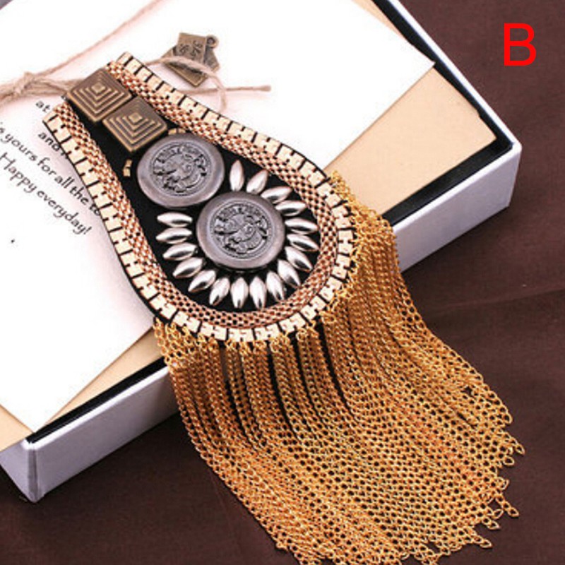 HBVN belle 1pc Tassel Chain Shoulder Board Badges Epaulet Epaulette Military Pin on B modish