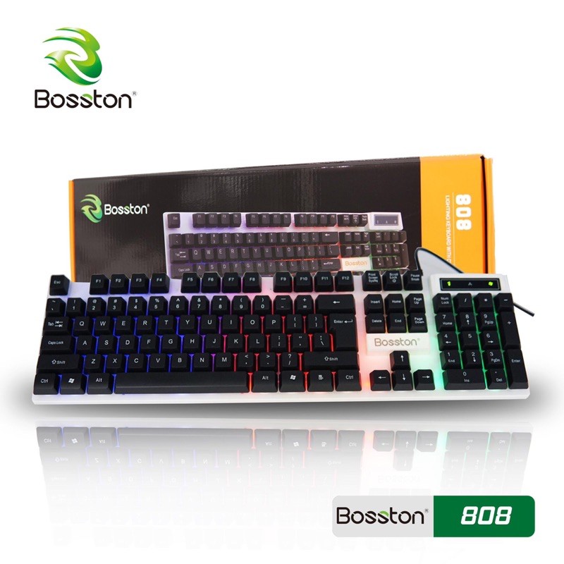 Bàn Phím Giả Cơ Bosston 808 LED 7 Màu / Khắc lazer chống bay màu chữ - Gaming keyboard