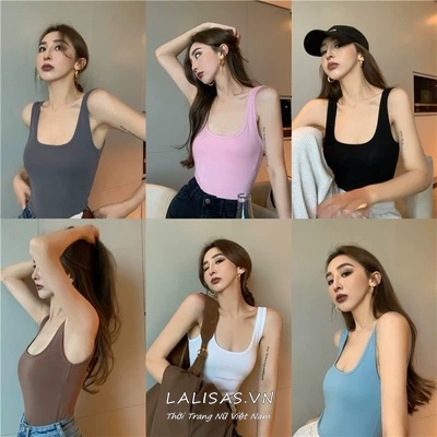 LALISAS Áo Hai Dây Dáng Ôm Co Giãn Thời Trang Hàn Quốc