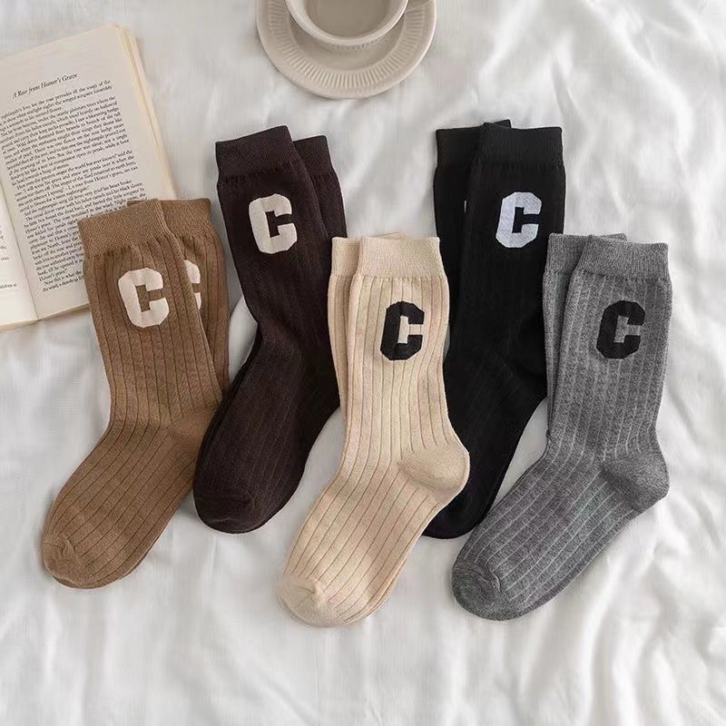 Tất Chân Cao Cổ Chữ C Vớ Hàn Quốc Kiểu Dáng Cá Tính LEMONA