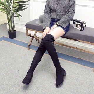 Boot đùi đế thấp lót lông