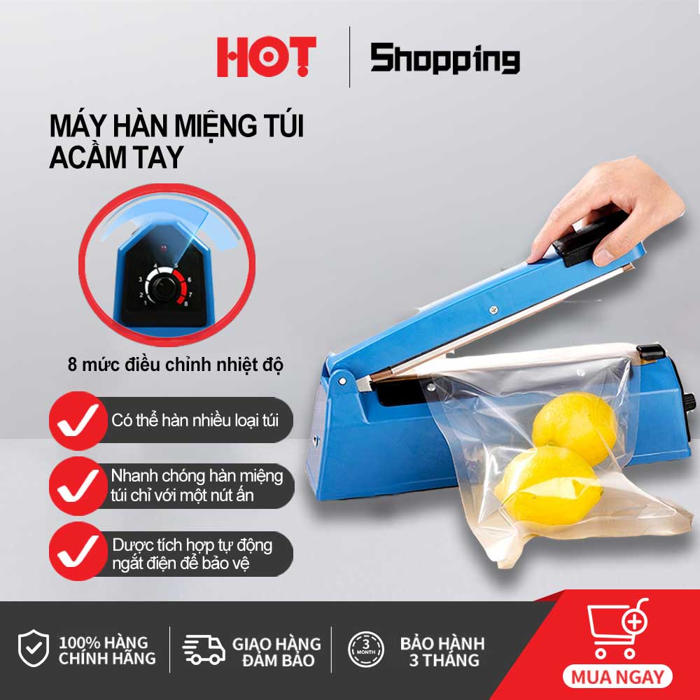 HM01 Máy hàn miệng túi nilon túi zip dập tay PFS 200 để bảo quản thực phẩm, bọc sản phẩm bán hàng, cắt màng co
