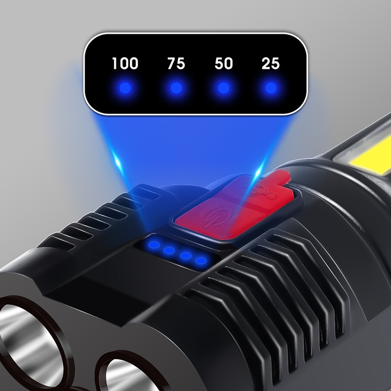 Đèn Pin 5 Bóng Led 4 Chế Độ Sáng Chống Thấm Nước Có Thể Sạc Lại Bằng Cổng USB Dùng Cho Trường Hợp Khẩn Cấp