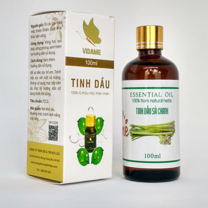 [COMBO 2 LỌ 100ML] Tinh Dầu Sả Chanh VIDAME - Hàng Chính Hãng, Tinh Dầu Xả Đuổi Muỗi, Xông Thơm Phòng, Khử Mùi Hiệu Quả